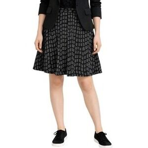 Ann Taylor Loft Black White Geometric Arrow Print Flared A-Line Skirt Size 0